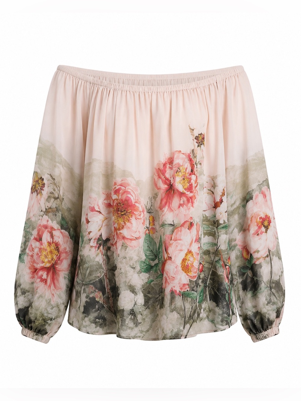 White House Black Market Floral Off Shoulder Blouse Pink Peony M Flowy Boho